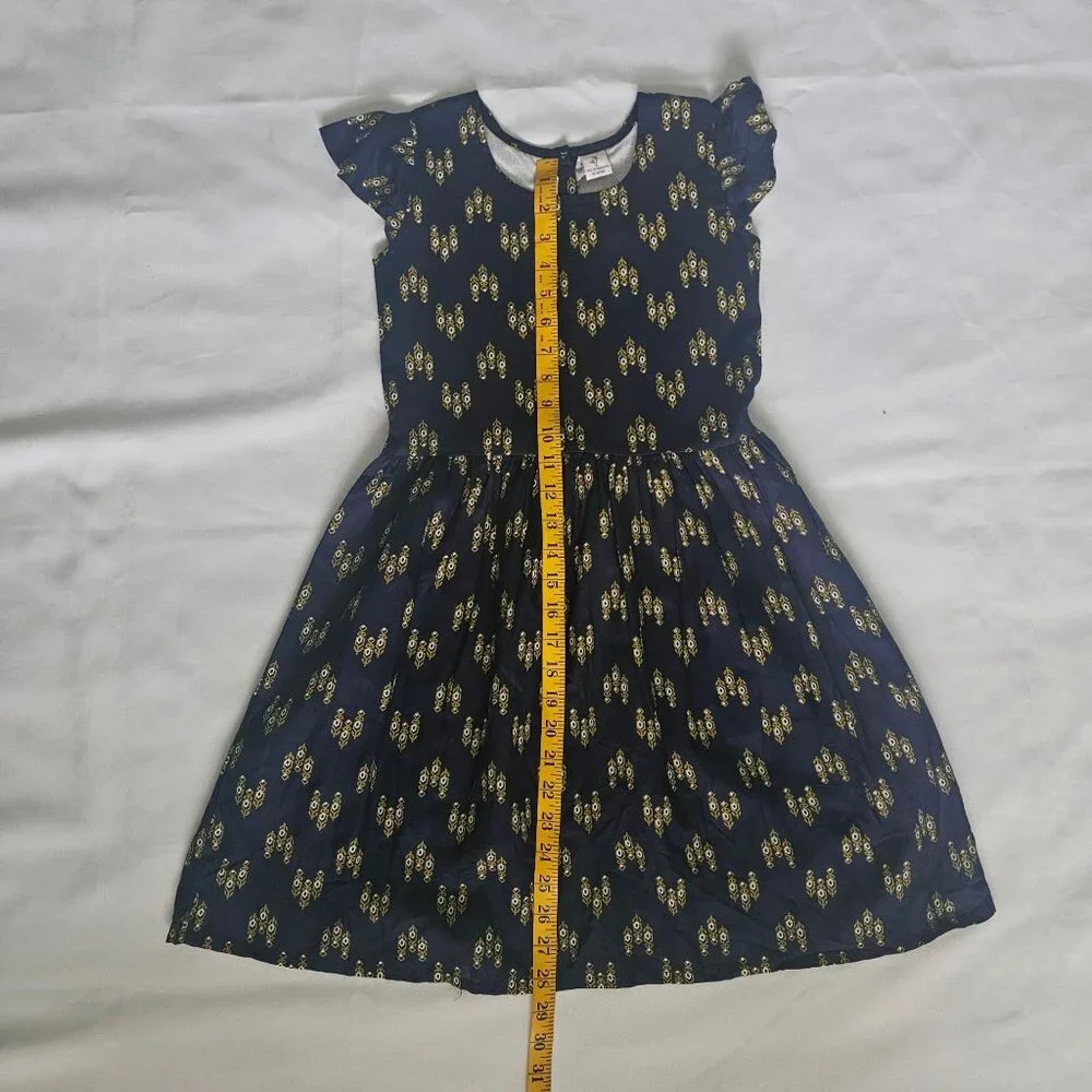 Bird Of Paradise Navy Woven All-Over Print Frock Flutter Sleeve Dress 10-12 NWT - Picture 11 of 11